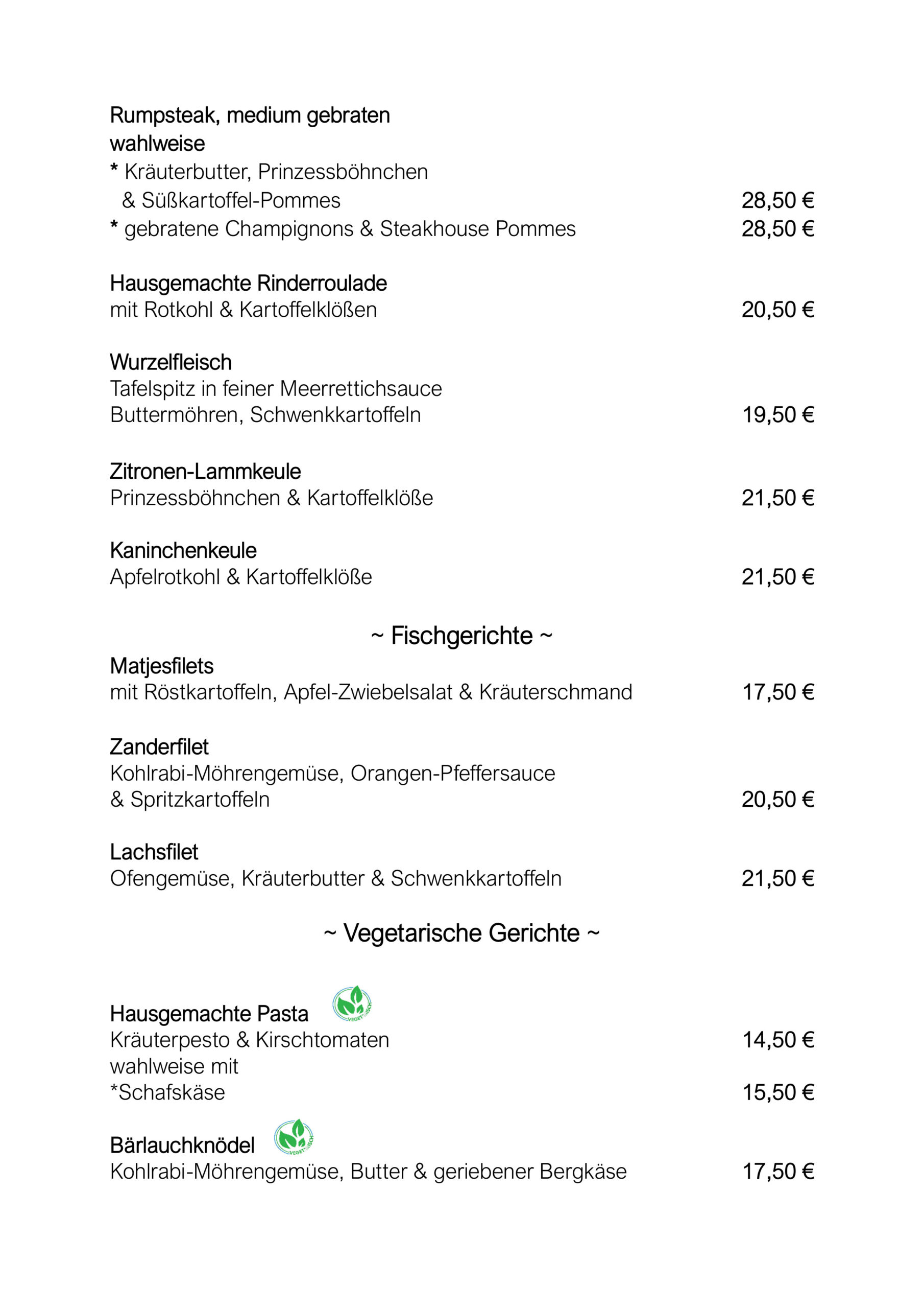 Speisekarte 2026 Seite 2